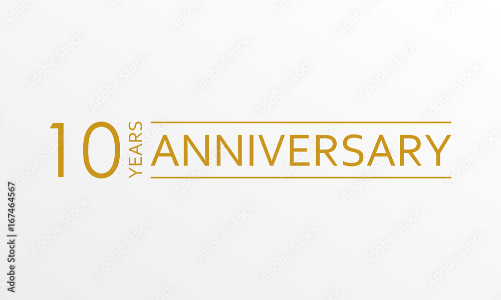 Wall mural 10 years anniversary emblem. Anniversary icon or label. 10 years celebration and congratulation design element. Vector illustration.