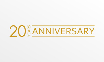20 years anniversary emblem. Anniversary icon or label. 20 years celebration and congratulation design element. Vector illustration.