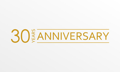 30 years anniversary emblem. Anniversary icon or label. 30 years celebration and congratulation design element. Vector illustration.