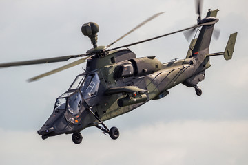 Military attack helicopter in flight