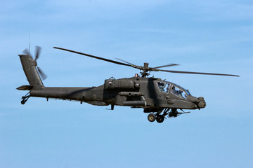 Military attack helicopter in flight