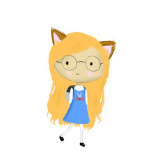 Back to school girl digital illustration