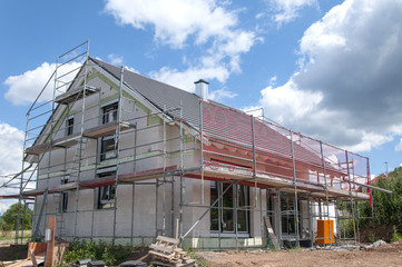 Obraz premium Construction site of a small family house