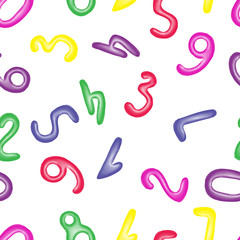 Colorful numbers from modeling clay. Seamless pattern with numeral.