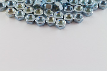 Steel Nuts Isolated on White Background