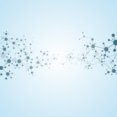 Fototapeta premium Molecule structure dna and neurons, connected lines with dots, genetic and chemical compounds, illustration.