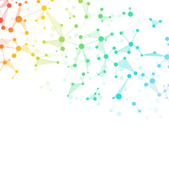 Molecule structure dna and neurons, connected lines with dots, genetic and chemical compounds, illustration.