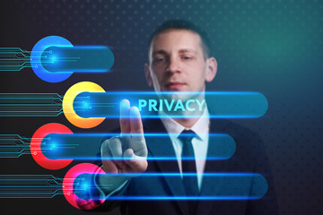 Business, Technology, Internet and network concept. Young businessman working on a virtual screen...