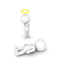 3D illustration of angel praying for sick person