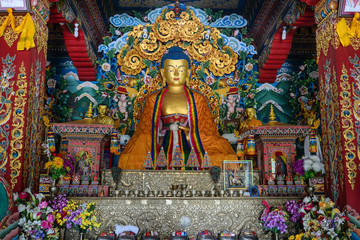 Interior of Tibetan temple in Bodhgaya, India