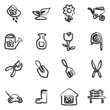 Gardening Icons Freehand