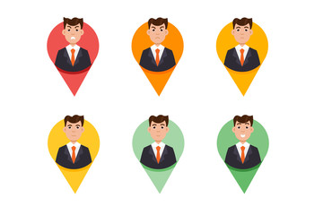 Mapping Pin character emotion. Vector illustration