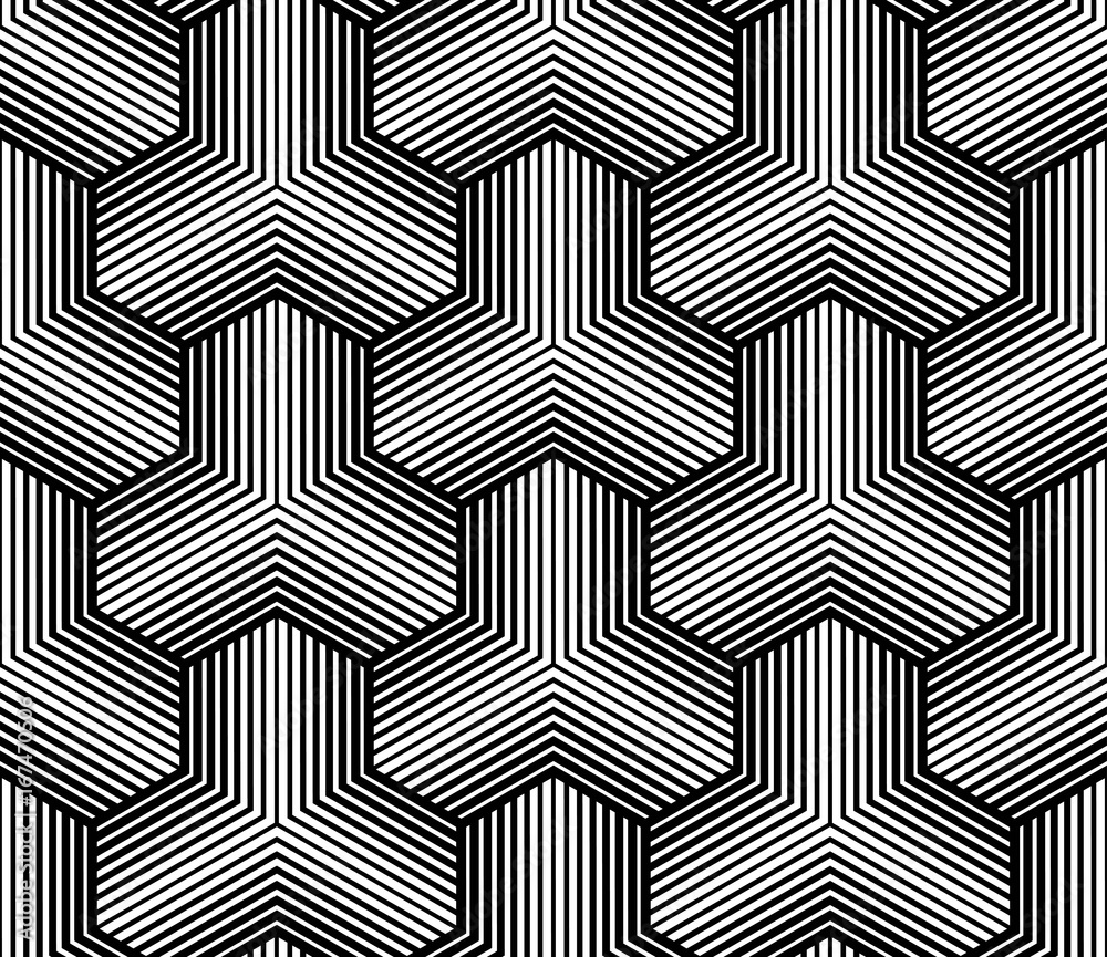 Wall mural vector seamless pattern. modern stylish texture. monochrome geometric pattern with hexagonal tiles.