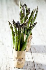 two bunches of fresh asparagus