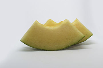 Cantaloupe on white background.