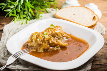 Stuffed cabbage roll.
