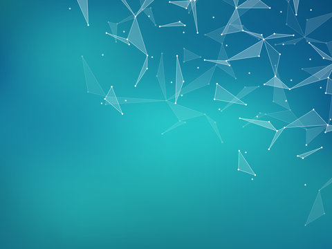 Structure of molecular particles and atom, polygonal abstract background, technology and science concept, illustration.