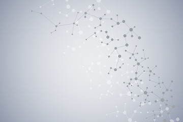 Molecule structure dna and neurons, connected lines with dots, genetic and chemical compounds, illustration.