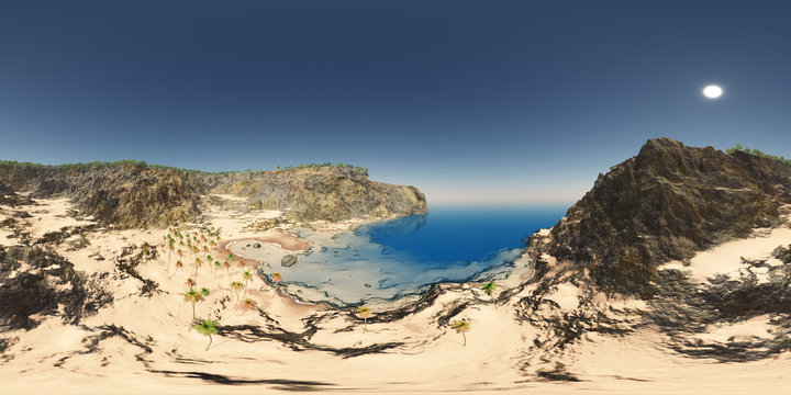 360 Grad Panorama mit einer Küstenlandschaft
