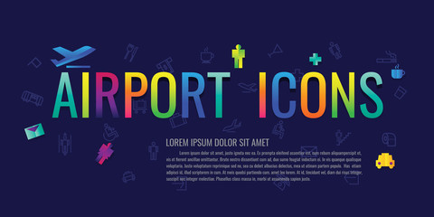 icon. airport. modern design. vector illustration colorful on blue background. logo. symbol
