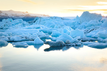 view of icebergs in glacier lagoon, Iceland, global warming concept