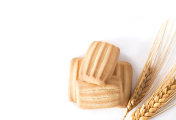 wheat spike and biscuit background
