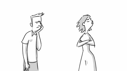 Woman being upset at her boyfriend Vector sketch for storyboard, lifestyle, cartoon, projects