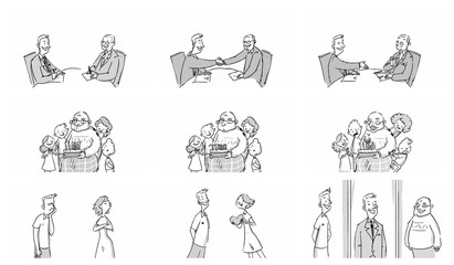 Man lifestyle work and family sketch Vector illustrations sketch for cartoon, storyboard, projects