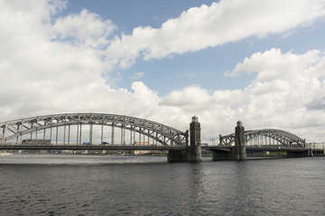 Fototapeta na wymiar Bolsheokhtinsky bridge in the afternoon Saint Petersburg
