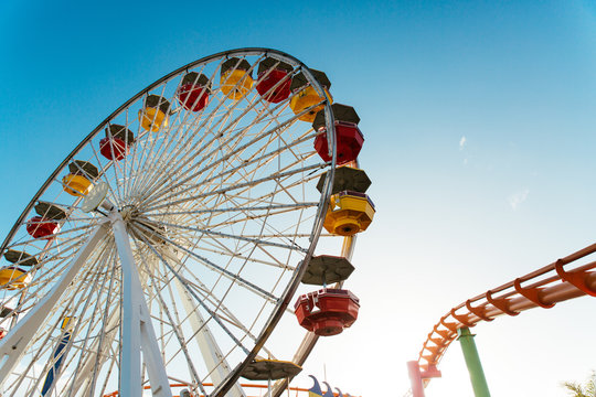 Ferris wheel against of blue sky
