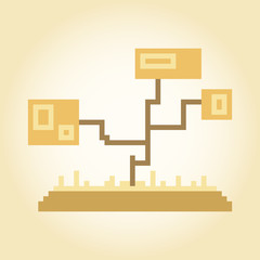 Pixel abstract autumn trees for games and applications