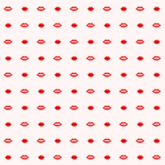 Seamless vector background with red kiss and lips, illustration, eps 10