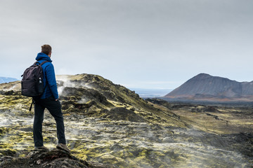Fototapeta premium Lavafeld beim Vulkan Krafla am Myvatn See, Island