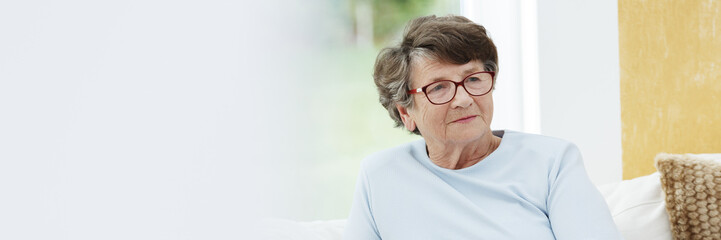 Happy woman at nursing home
