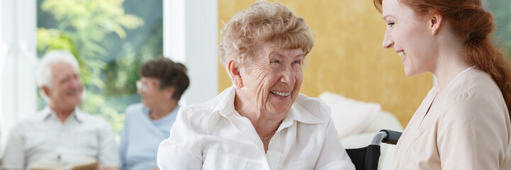 Happy woman at geriatric ward
