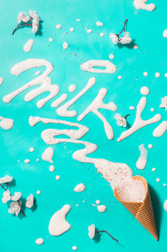 Milky text written with melted ice cream.