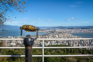 Morro da Cruz Viewpoint and Downtown Florianopolis City view - Florianopolis, Santa Catarina, Brazil