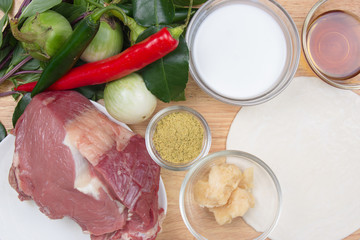 Ingredients for cooking Green curry
