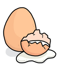 cracked egg / cartoon vector and illustration, hand drawn style, isolated on white background.