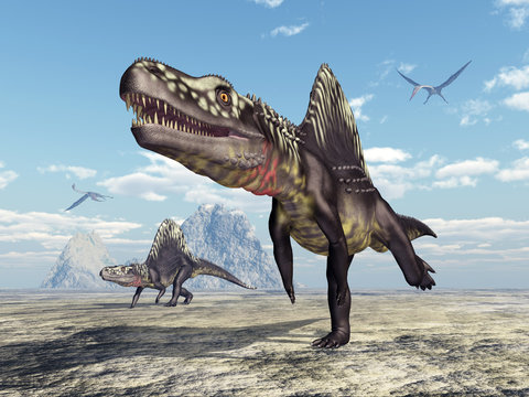 Archosaurier Arizonasaurus und Flugsaurier Quetzalcoatlus
