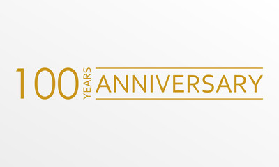 100 years anniversary emblem. Anniversary icon or label. 100 years celebration and congratulation design element. Vector illustration.