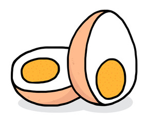 boiled egg / cartoon vector and illustration, hand drawn style, isolated on white background.