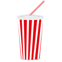 Picture of a striped paper cup with a tube