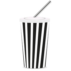Picture of a striped paper cup with a tube