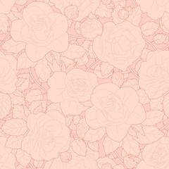 Obraz premium seamless floral ornament with roses drawn contour in pink background