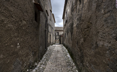 Ancient medieval streets of Caserta Vecchia.Italy
