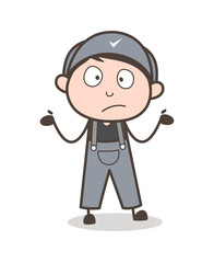 Cartoon Young Boy Unaware Expression Vector Illustration