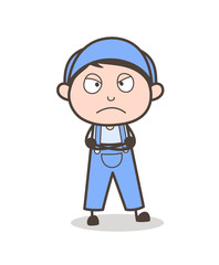 Cartoon Unhappy Boy Face Vector Illustration