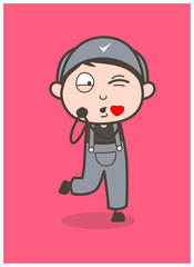 Cartoon Boy Blowing Kiss Vector Illustration