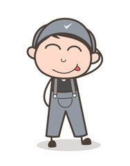 Cartoon Funny Shy Boy Face Vector Illustration